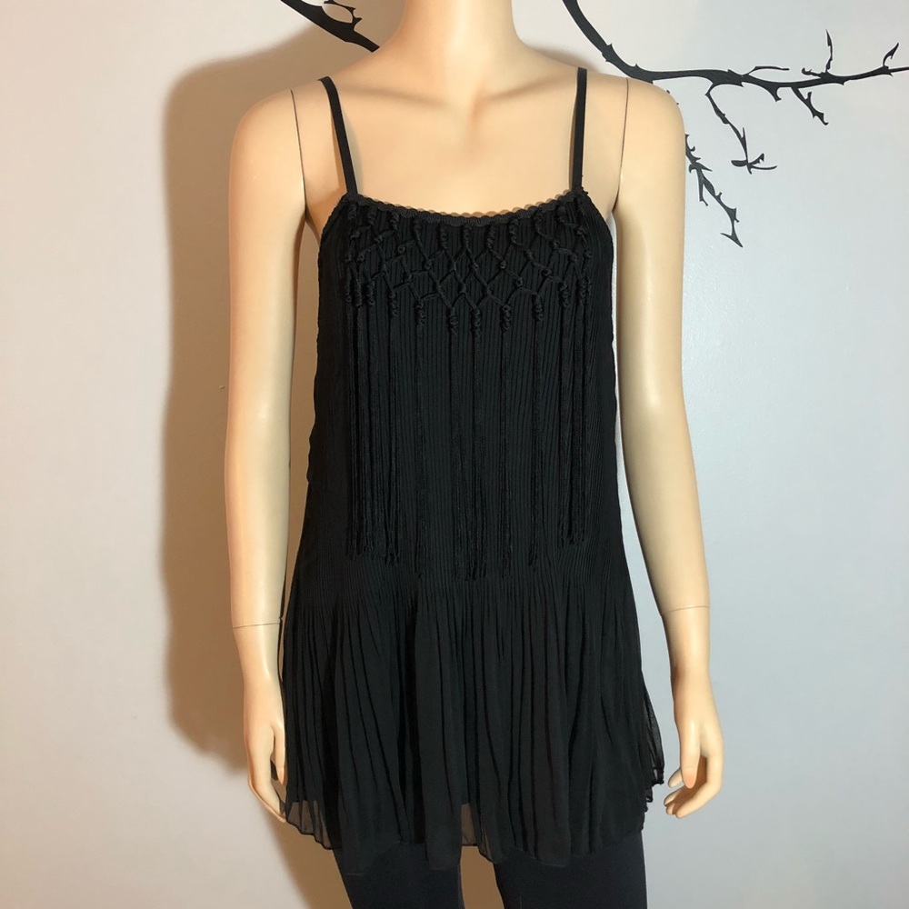 RACHAEL & CHLOE Pleated Camisole w/ Fringe